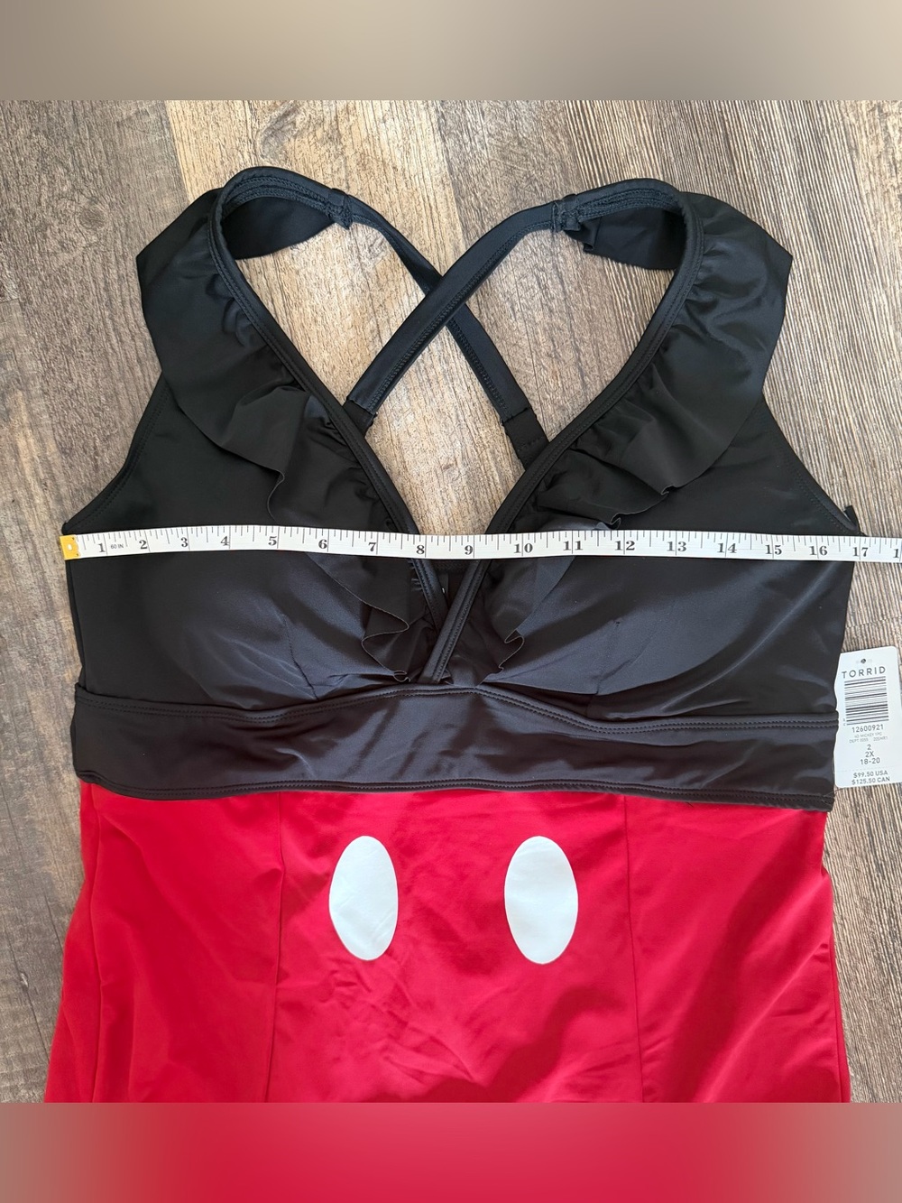 Torrid X Disney 2 (2X) 18-20 Mickey Ruffle V Neck One Piece Swimsuit MSRP $99.50 - Picture 5 of 13